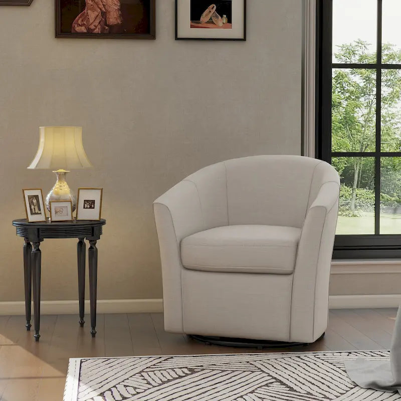 Modern Upholstered Swivel Barrel Chair Living Room Accent Chair