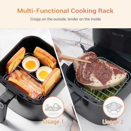 Tastee Ceramic Air Fryer, 8 in 1 Compact 5.5QT AirFryers, 450°F Digital Airfryer Dehydrator with Smart Probe, 24 Presets One touch Cooking, In app Recipes with Window, Dishwasher safe &amp; Non stick : Home &amp; Kitchen