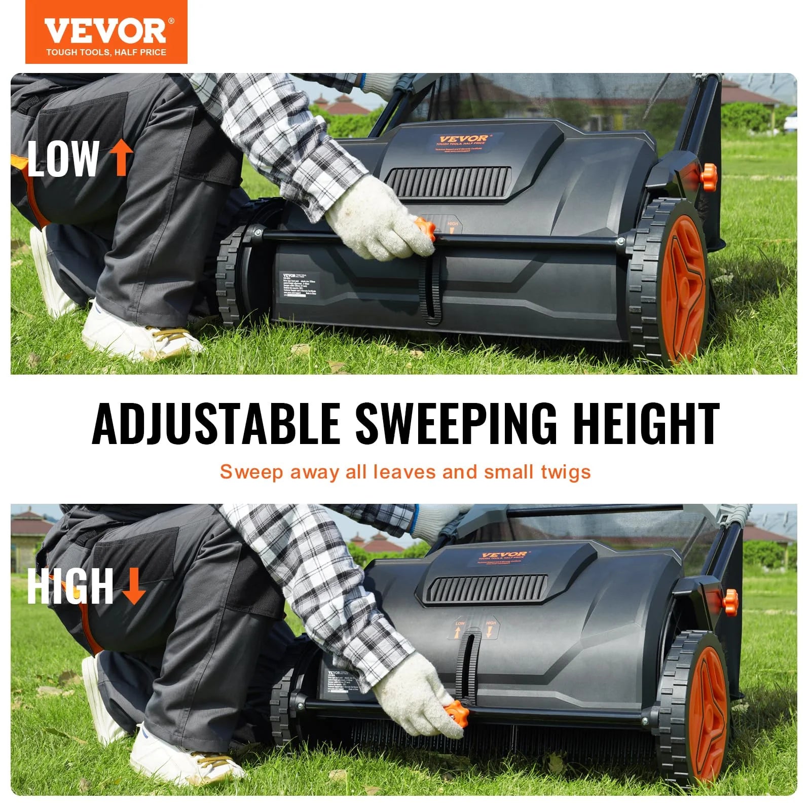 2025 Push Lawn Sweeper, 21 Inch Leaf & Grass Collector