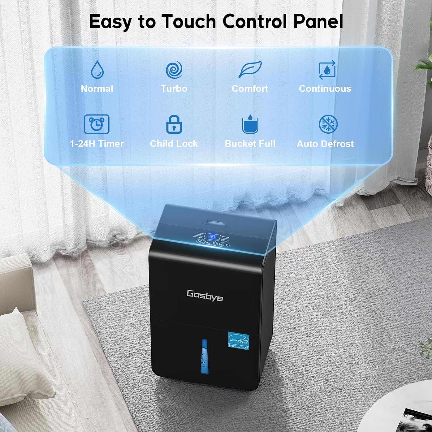 4500 Sq.Ft. Most Efficient Energy Star 2024 Dehumidifier for Basement with Drain Hose, Max 115 Pints/D Dehumidifier for Large Room, [45dB Quiet Compressor], Easy Drainage, Auto-restart, Black