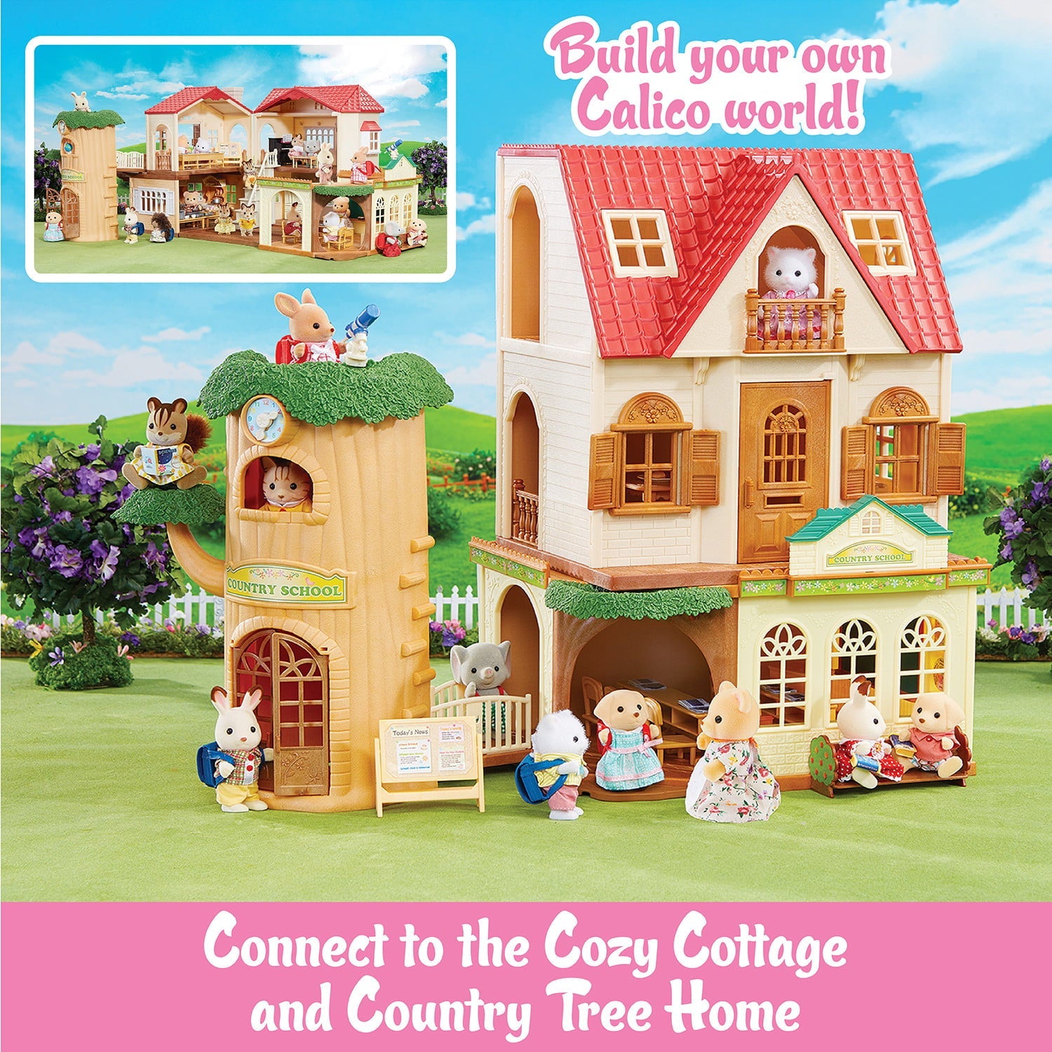 Calico Critters Country Tree School, Dollhouse Playset with Furniture and Accessories