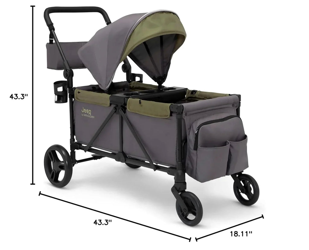 Jeep Sport All-Terrain Stroller Wagon by Delta Children Includes Canopy Parent Organizer