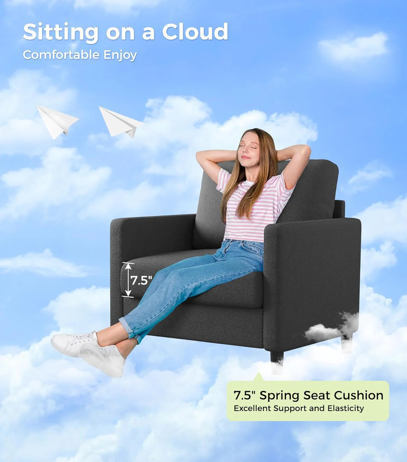 Loveseat Sofa 51" Love Seat Comfy Corduroy Small Loveseat Small Spaces Tool-Free Setup Couch