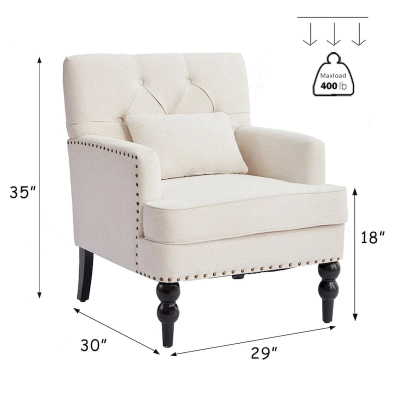 Upholstered Accent Chair with Lumbar Pillow - Single Seat
