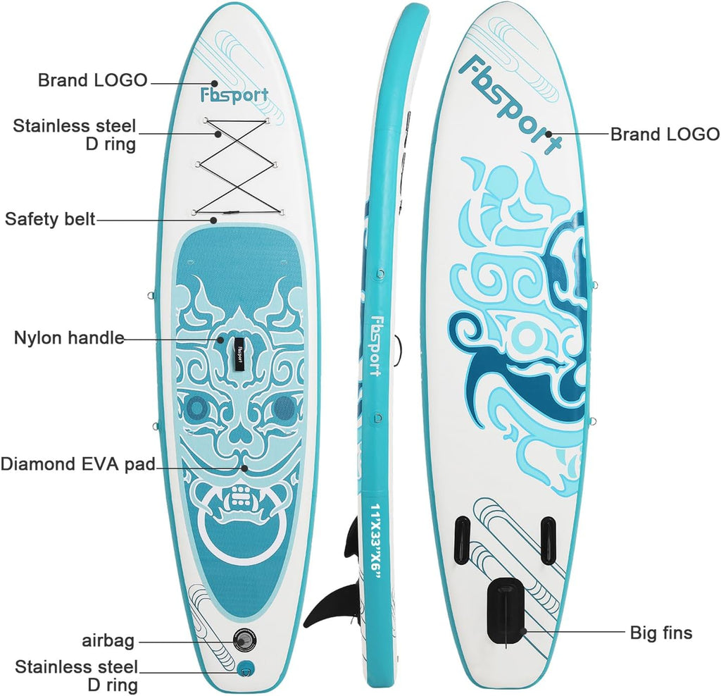 Premium Stand Up Paddle Board Yoga Board with Durable SUP Accessories & Carry Bag | Wide Stance Surf Control Non-Slip Deck Leash Paddle and Pump for Youth & Adult