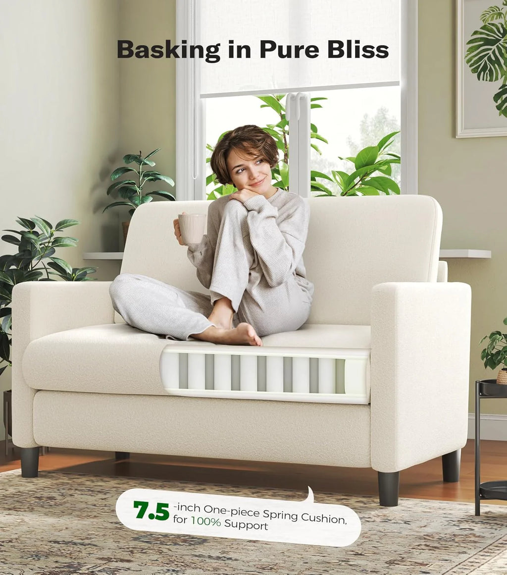 Loveseat Sofa 51" Love Seat Comfy Corduroy Small Loveseat Small Spaces Tool-Free Setup Couch