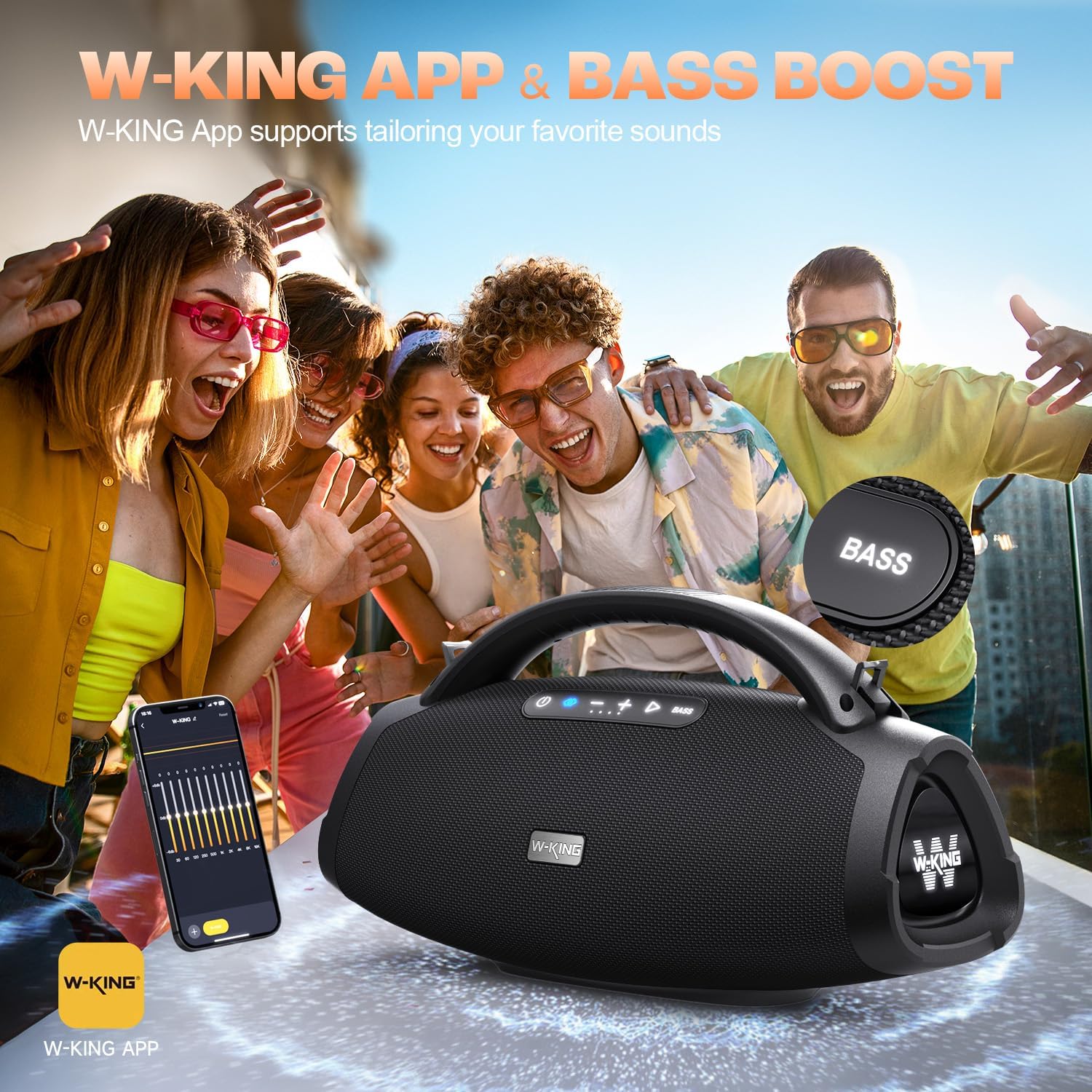 W-KING X20 Bluetooth Party Speaker, 330W, IPX7, 7.5" Subwoofer