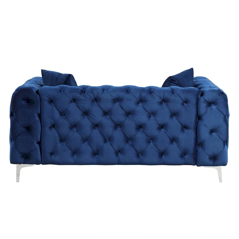 Morden Fort Modern Loveseat Two-Seater Sofa with Dutch Velvet, Solid Wood Frame and Iron Legs