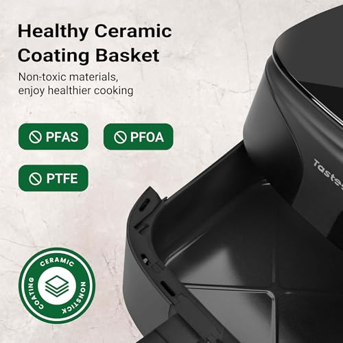 Tastee Ceramic Air Fryer, 8 in 1 Compact 5.5QT AirFryers, 450°F Digital Airfryer Dehydrator with Smart Probe, 24 Presets One touch Cooking, In app Recipes with Window, Dishwasher safe &amp; Non stick : Home &amp; Kitchen