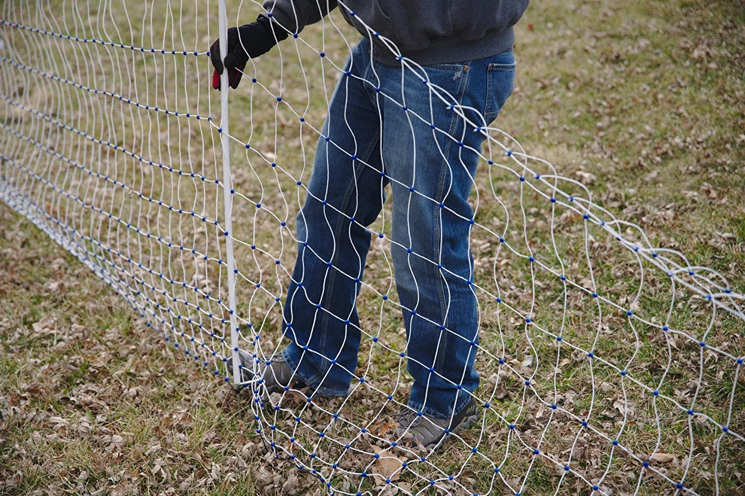 Starkline Electric Poultry Netting Kit �C AC Energizer (48��� x164�� White/Blue Poultry Netting) (12/48/3) All in One Electric Fence Kit for Backyards, Homesteads, Ranches or Farms