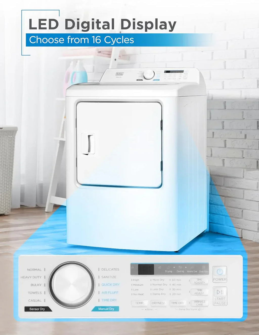 Compact Clothes Dryer 1.5 Cu. Ft. 850W Electric Dryer 120V Vented Dryer Stainless Steel Drum