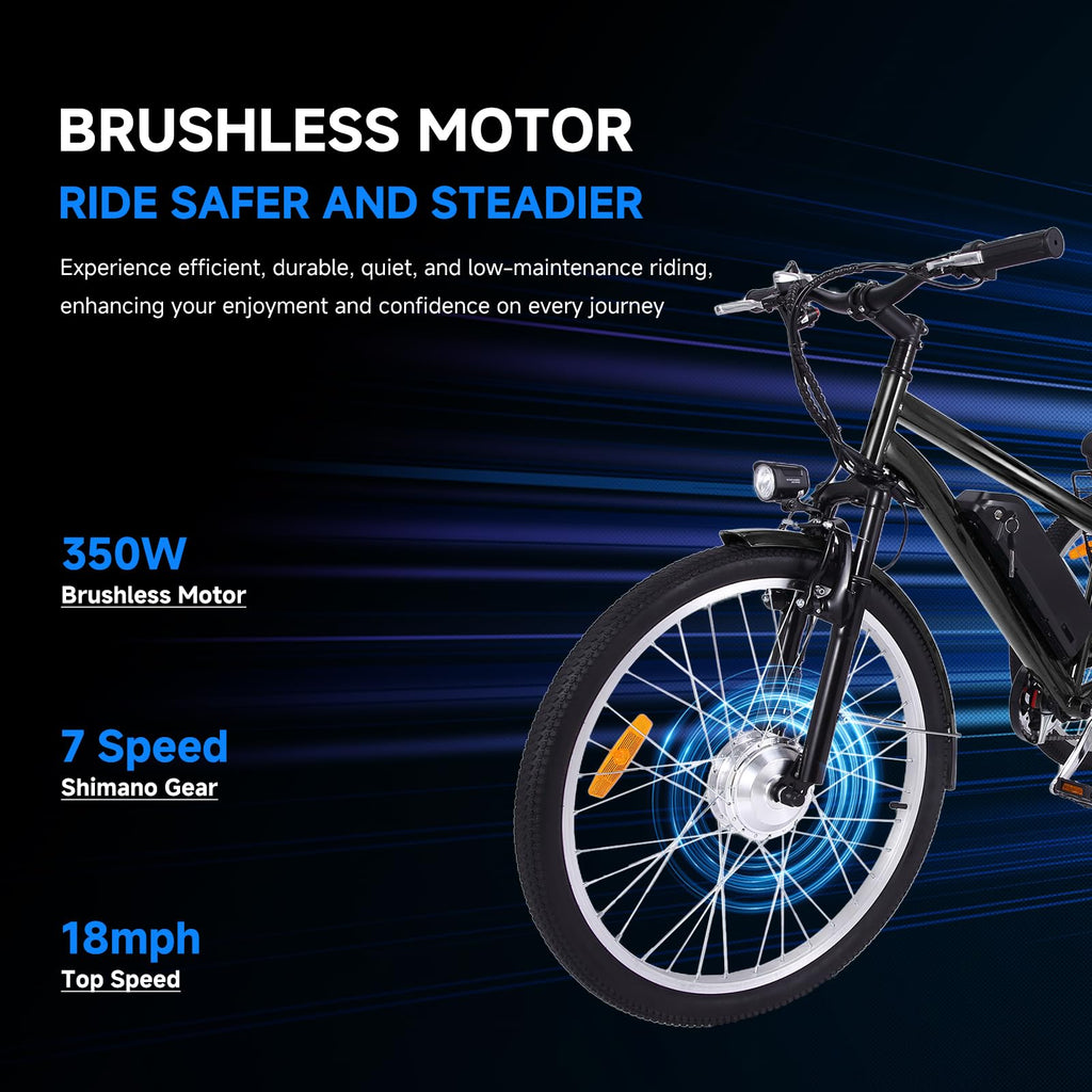 2025 26 Inch Adult 3 Wheel Electric Tricycle with Basket, Fat Tires,7 Speeds,350W Powerful Motor, 36V 10Ah Removable Battery Dark Gray
