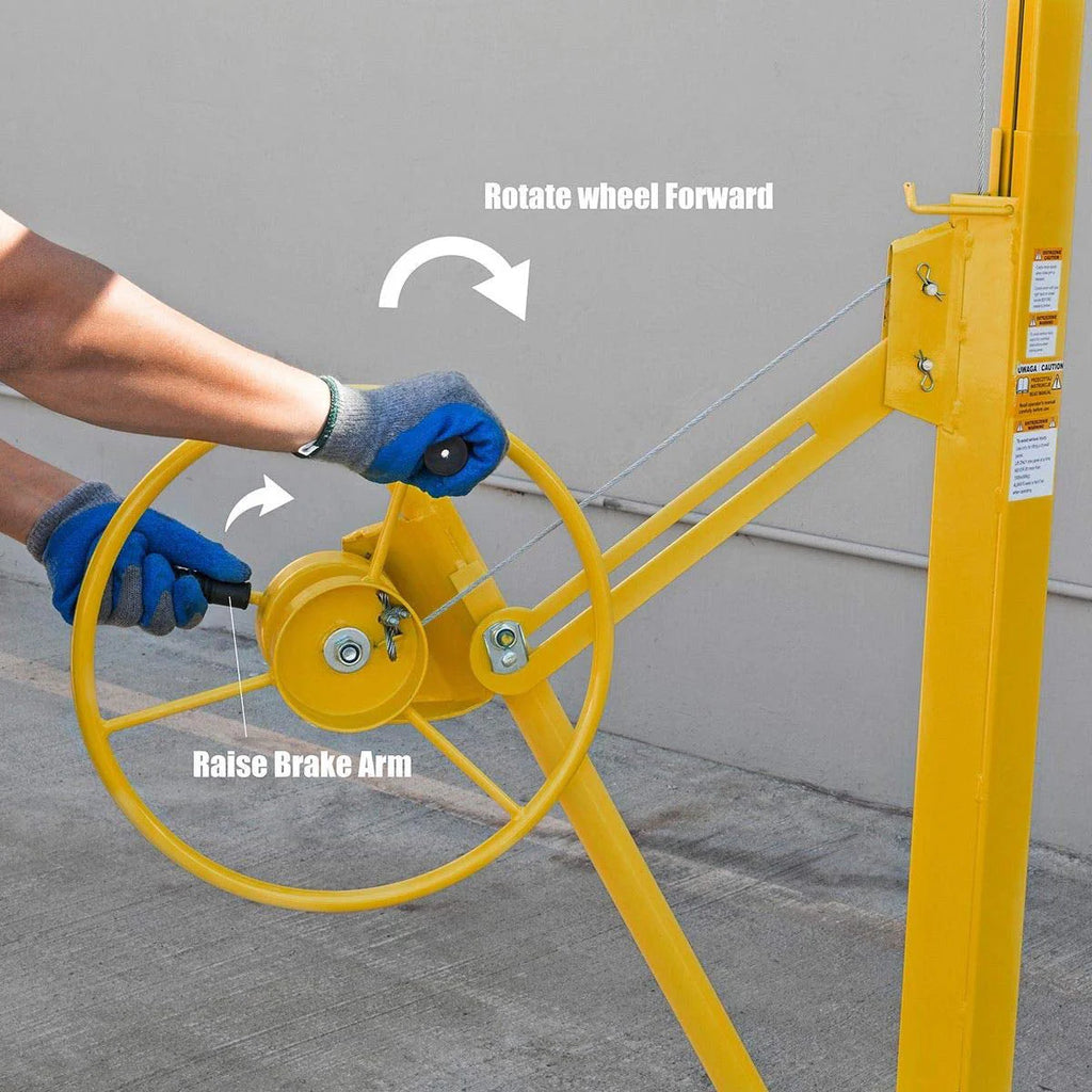 2025 Stark USA 65044 65044 Drywall Lift 11' Yellow Rolling Sheetrock Panel Hoist Jack