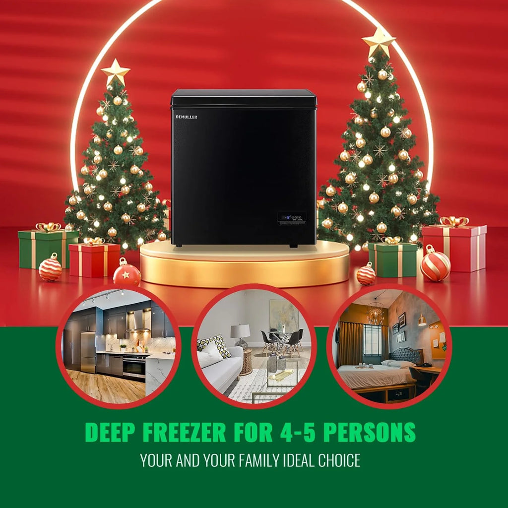 Chest Freezer 5.0Cubic Feet Deep Freezer Freestanding Freezers with 2 Removable Stainless Steel Basket, Mini Freezer Top Open Door Compact Freezer with Electronic Control 41�� to -15��BLACK