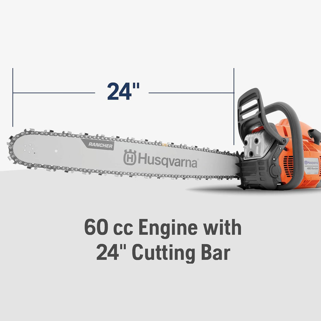 2025 460 Rancher Gas Powered Chainsaw, 60.3-cc 3.6-HP, 2-Cycle X-Torq Engine, 24 Inch Chainsaw with Automatic Adjustable Oil Pump, For Wood Cutting, Tree Trimming and Land Clearing