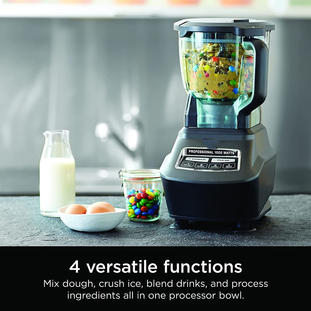 Mega Kitchen System 72 oz. Pitcher 8-Cup Food Processor 16 oz. Single Serve Cup 1500-Watt Black