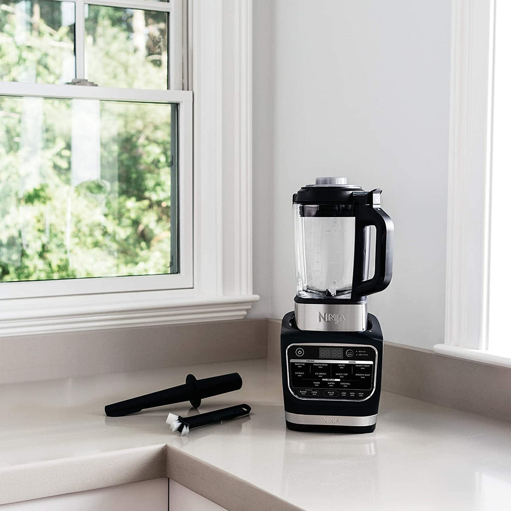 Ninja Foodi Cold &amp; Hot Blender With 1400 Peak Watts Nonstick Glass Pitcher (HB152), 64 oz, Black