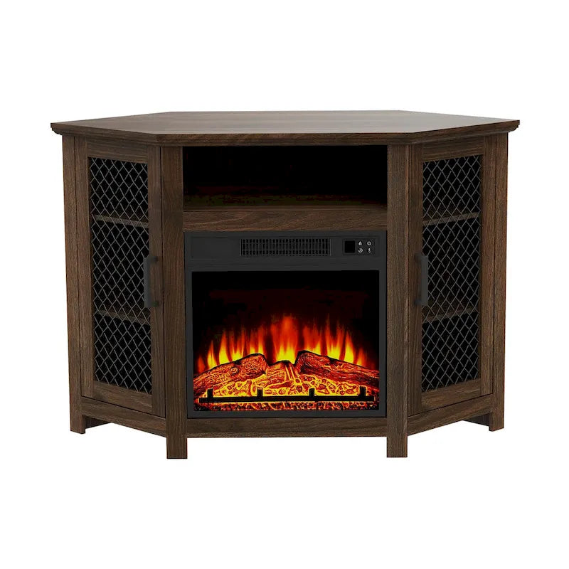 45 Industrial Corner Electric Fireplace TV Stands Console Table with 17 Electric Fireplace