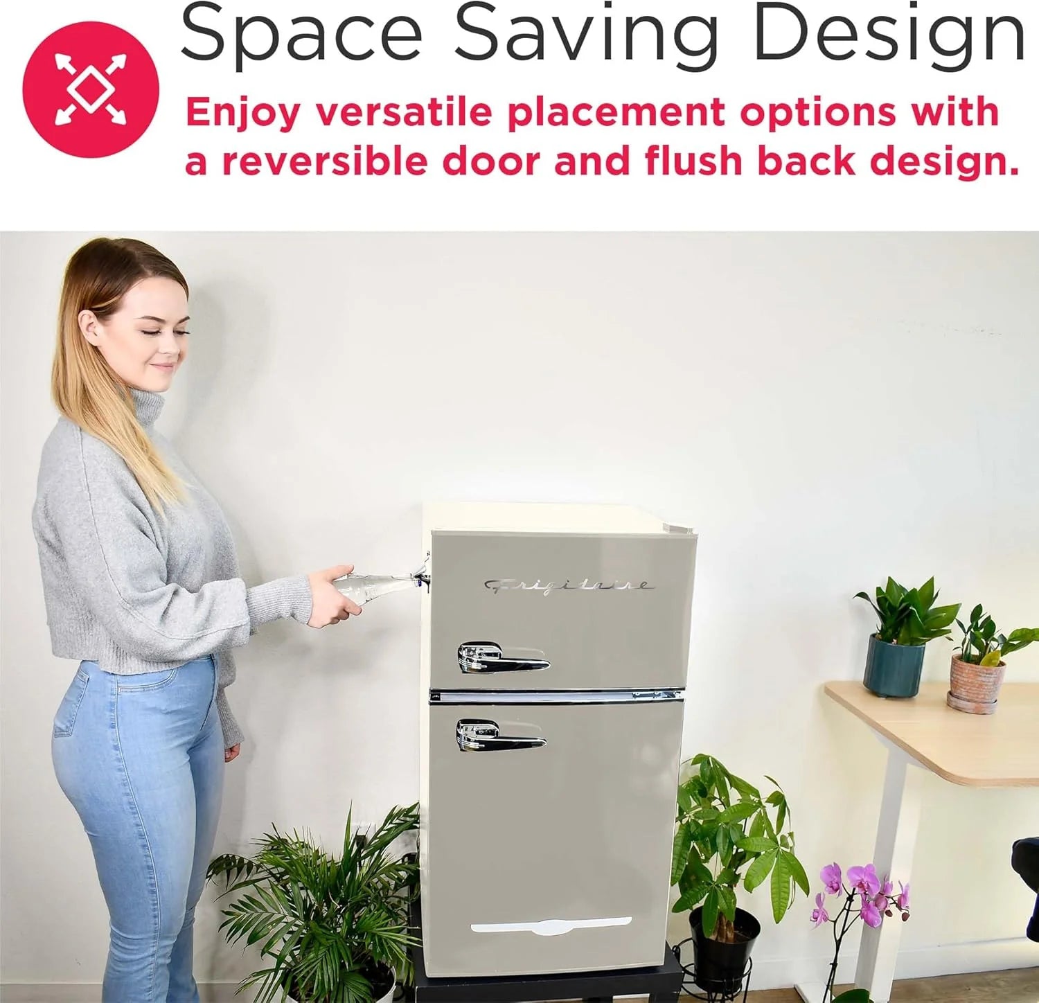 Frigidaire Retro Mini Fridge with Freezer & Side Bottle Opener-Small 2 Door Refrigerator for Office Bar or College Dorm Room-3.1 Cu Ft – 19”"D x 20.5" W x 33.5" H