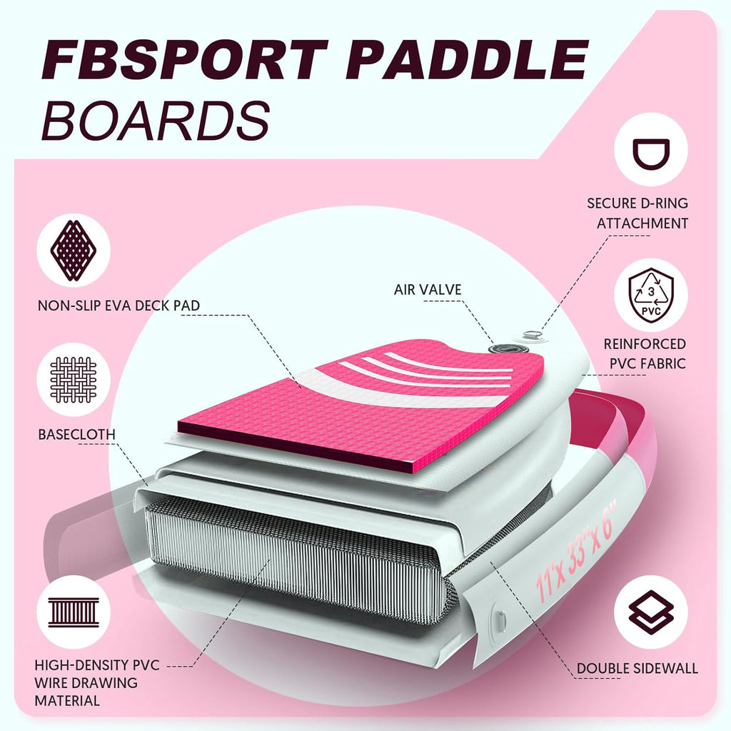 Premium Stand Up Paddle Board Yoga Board with Durable SUP Accessories & Carry Bag | Wide Stance Surf Control Non-Slip Deck Leash Paddle and Pump for Youth & Adult