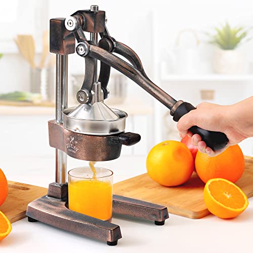 Zulay Kitchen Cast Iron Orange Juice Squeezer   Heavy Duty, Easy to Clean, Professional Citrus Juicer   Durable Stainless Steel Lemon Squeezer   Sturdy Manual Citrus Press &amp; Orange Squeezer (Copper): Home &amp; Kitchen