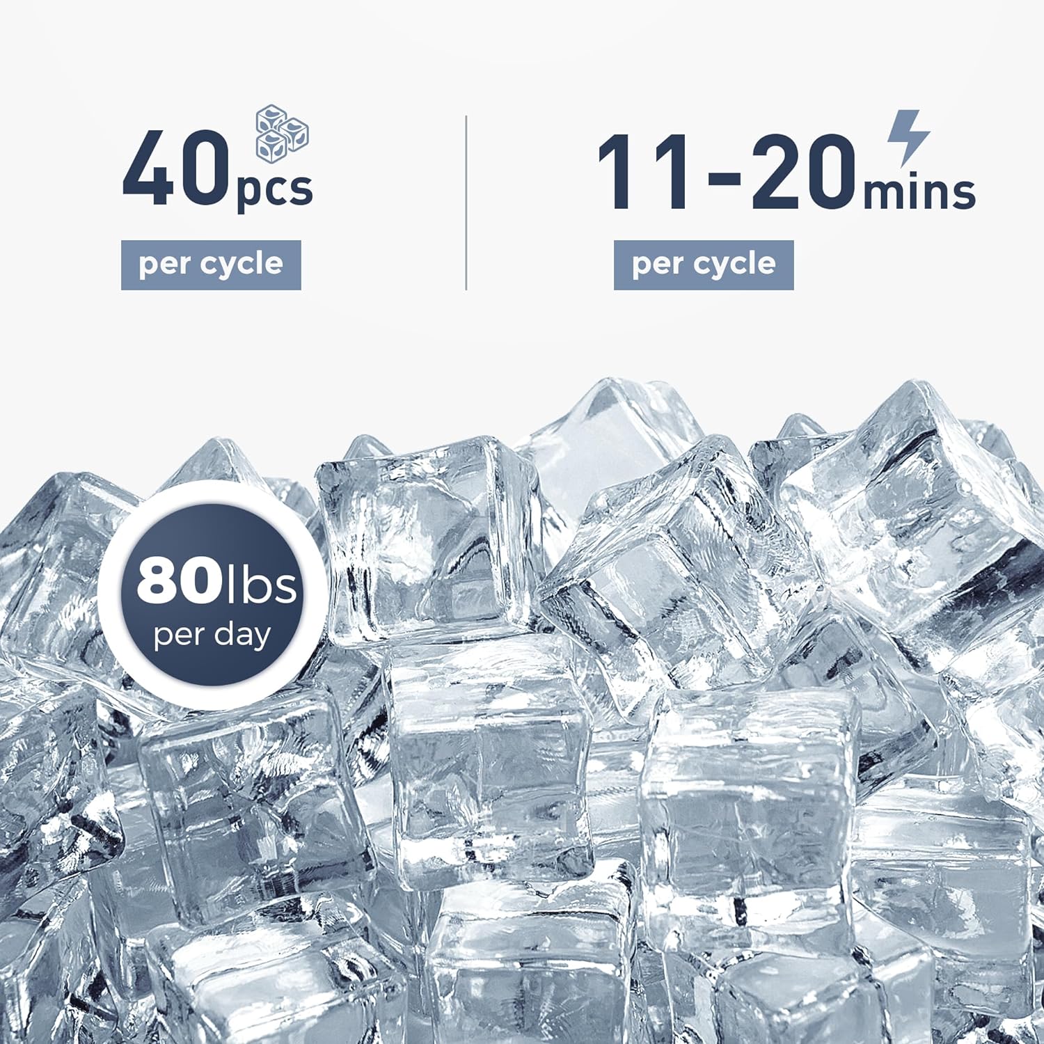 Commercial Under Counter Ice Maker Machine 80Lbs/Day with 24lbs Ice Storage Built-in Drain Pump/Automatic Cleaning/Timing Setting/Smart LCD Panel Ideal for Both Home and Commercial Use
