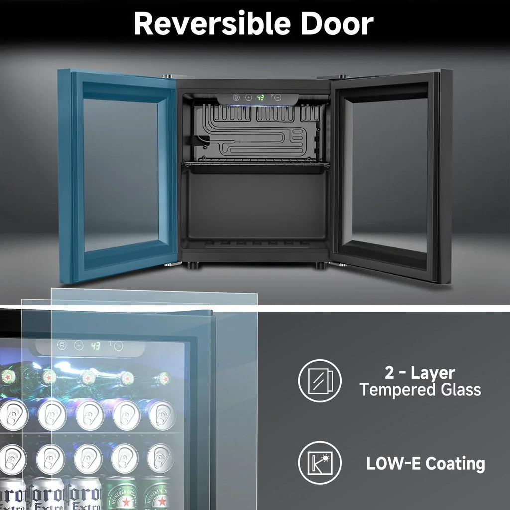 Beverage Refrigerator Cooler 126 Can Mini Fridge Glass Door for Drinks Soda Beer Wine Refrigerator