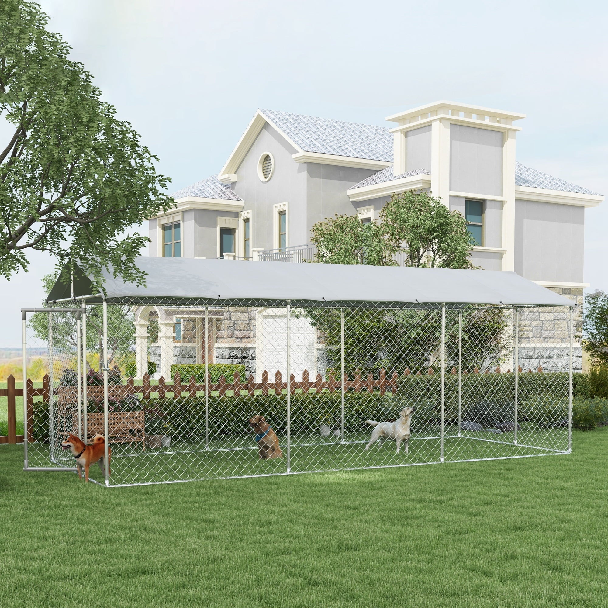 2025 PawHut 19.7' x 7.5' x 7.5' Outdoor Dog Kennel W/ Waterproof Roof