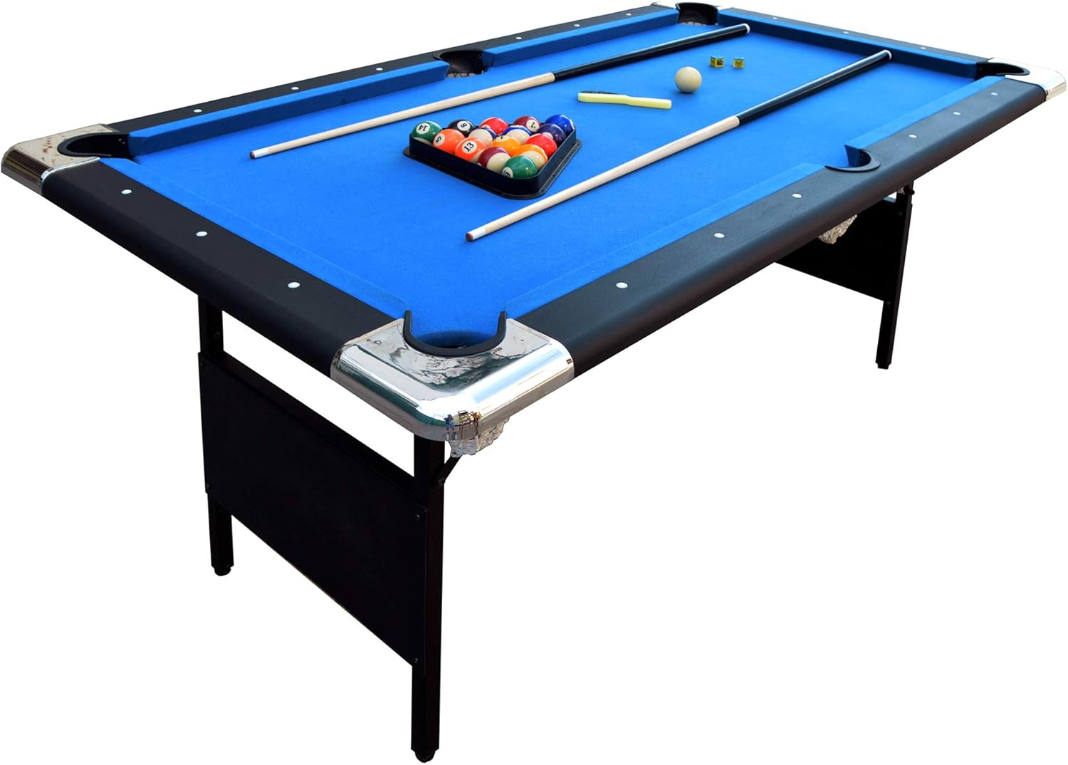 2025 Hathaway Fairmont 6 Ft Portable Pool Table, Adults Folding Billiards Tables for Game Room with Easy Foldable Storage, Includes Full Set of Billiard Balls, Cues, Chalk & Brush