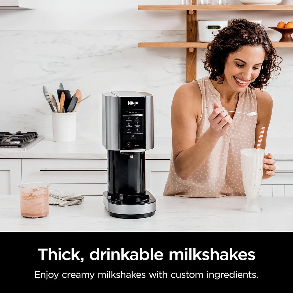 2025 NC301 CREAMi Ice Cream Maker, for Gelato, Mix-ins, Milkshakes, Sorbet, Smoothie Bowls & More, 7 One-Touch Programs, with (2) Pint Containers & Lids, Compact Size, Perfect for Kids, Silver