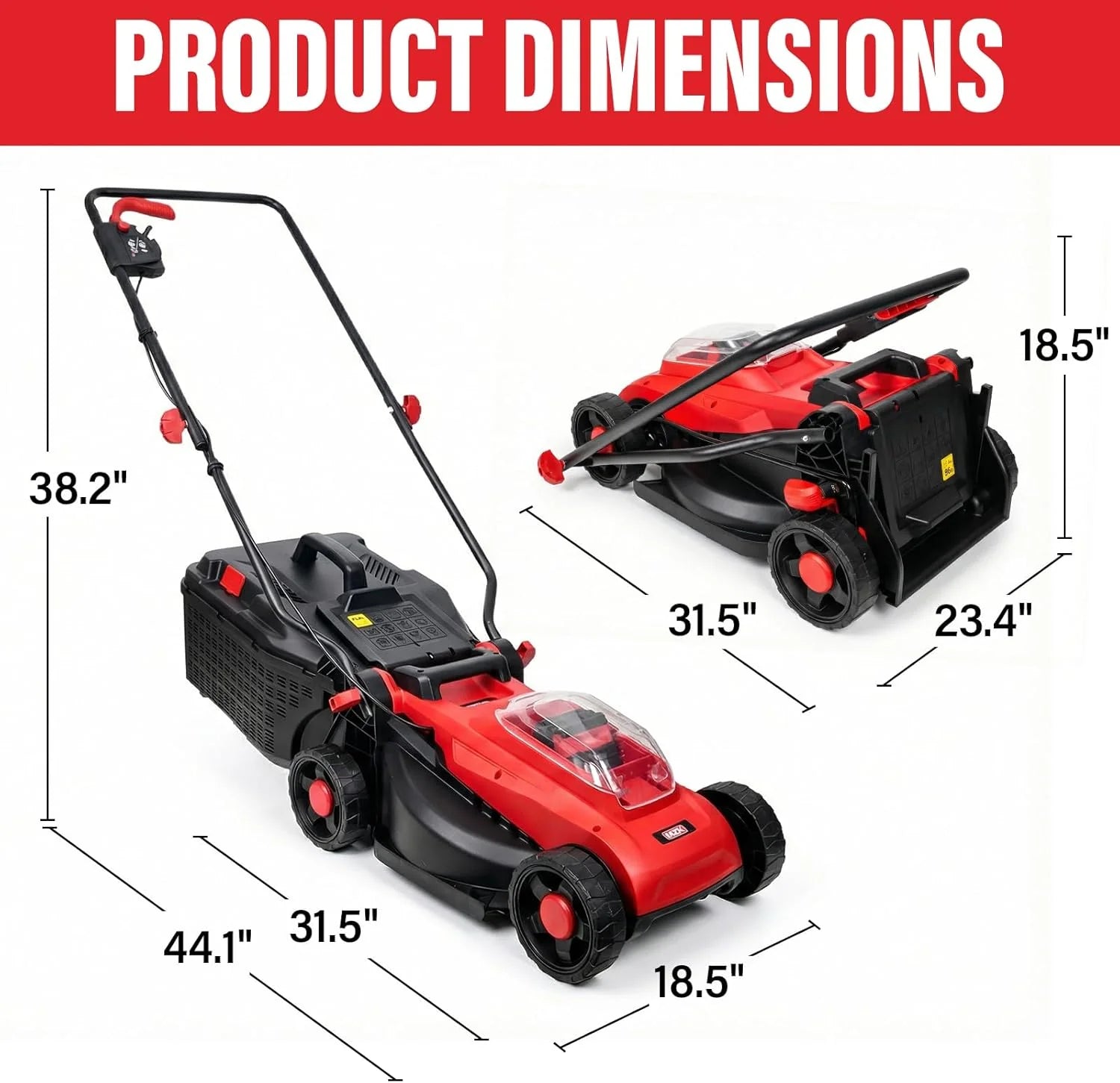 MZK 20V 13" Electric Lawn Mower, Brushless Cordless Lawn Mower with 4-Position Height