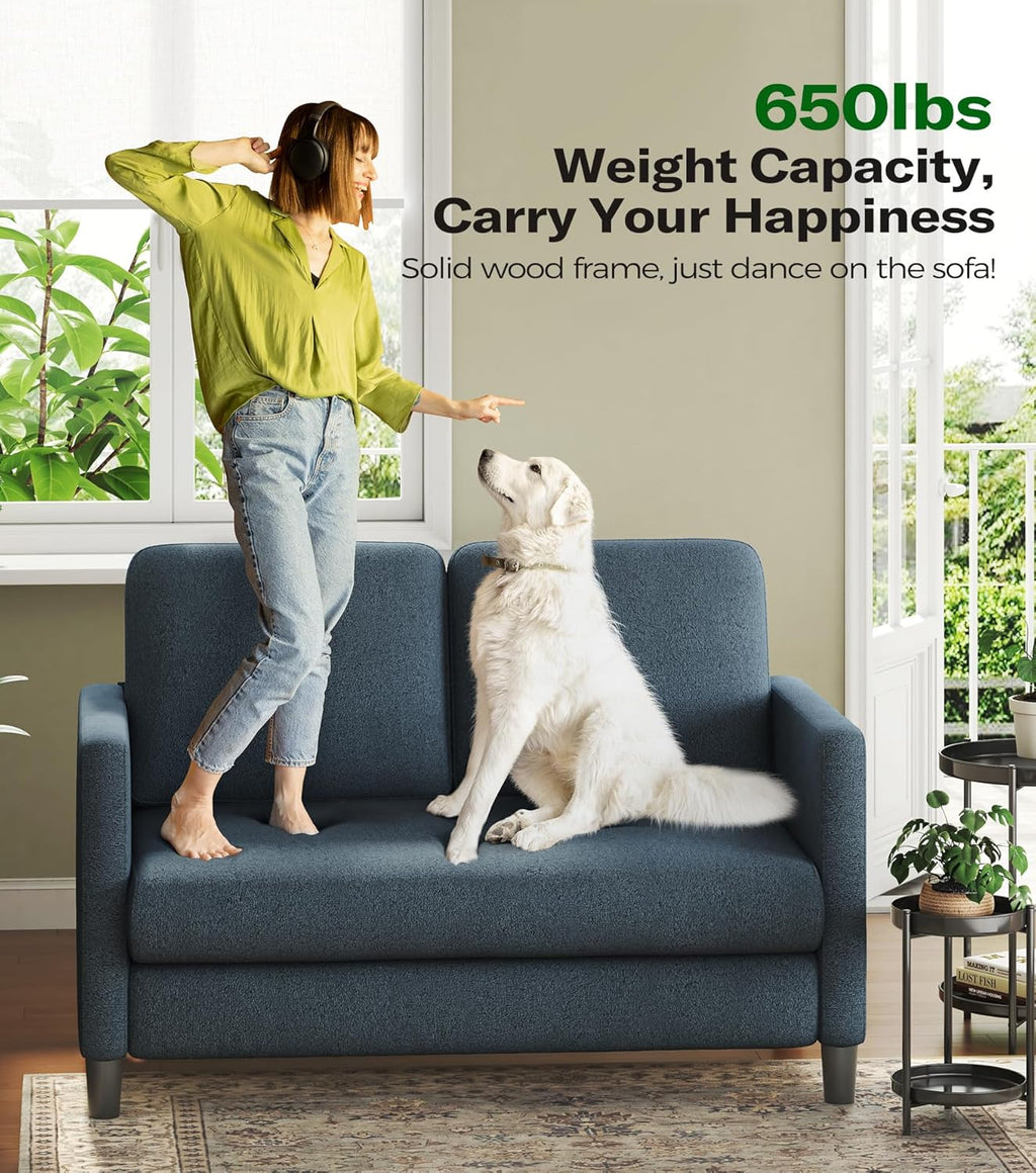 Loveseat Sofa 51" Love Seat Comfy Corduroy Small Loveseat Small Spaces Tool-Free Setup Couch
