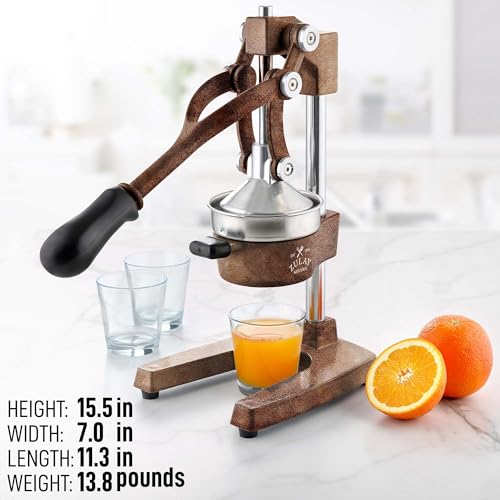 Zulay Kitchen Cast Iron Orange Juice Squeezer   Heavy Duty, Easy to Clean, Professional Citrus Juicer   Durable Stainless Steel Lemon Squeezer   Sturdy Manual Citrus Press &amp; Orange Squeezer (Copper): Home &amp; Kitchen