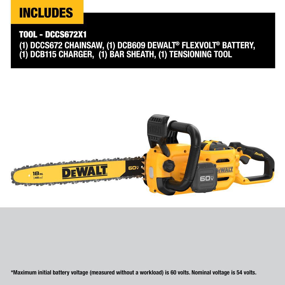 60V MAX Chainsaw 18&prime;&prime; Brushless Cordless Kit DCCS672X1 from