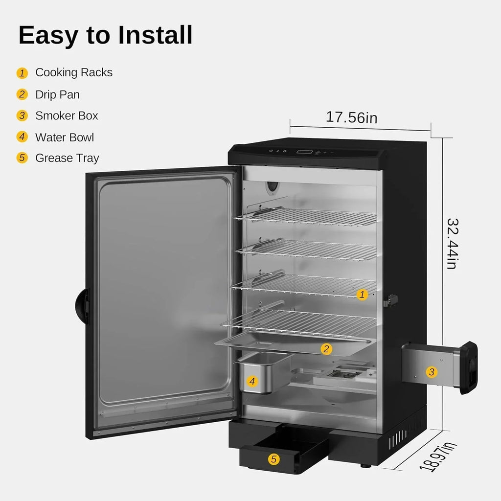 EAST OAK 30" Outdoor Electric Smoker Built-in meat probe smokes up to 6 times longer