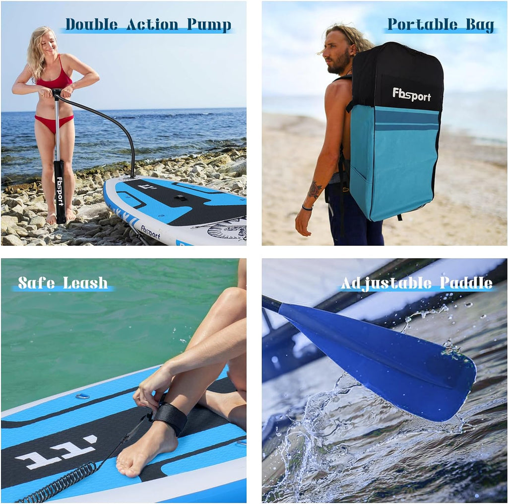 Premium Stand Up Paddle Board Yoga Board with Durable SUP Accessories & Carry Bag | Wide Stance Surf Control Non-Slip Deck Leash Paddle and Pump for Youth & Adult
