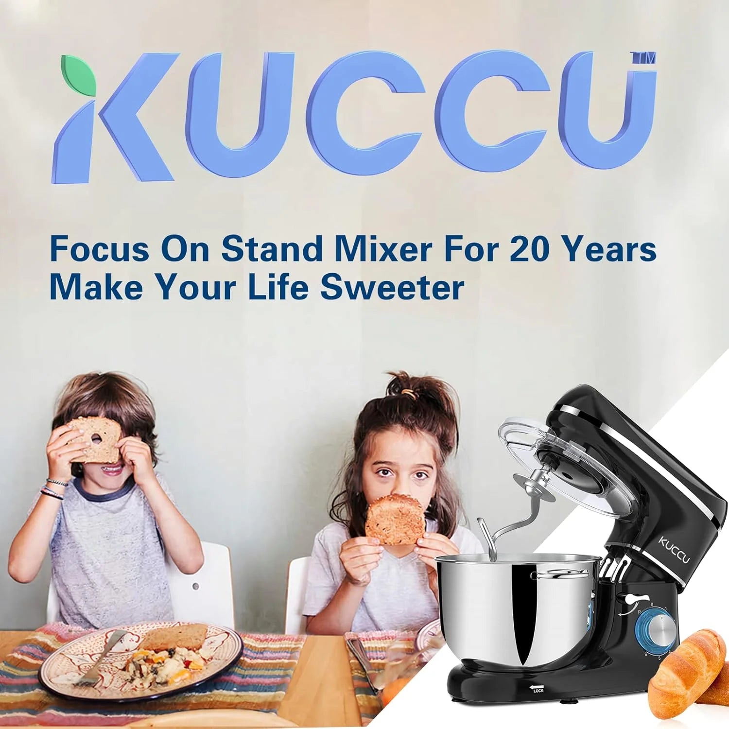 Stand Mixer 6.5 Qt 660W 6-Speed Tilt-Head Food Dough Mixer, Kitchen Electric Mixer with Stainless Steel Bowl,Dough Hook,Whisk, Beater, Egg white separator