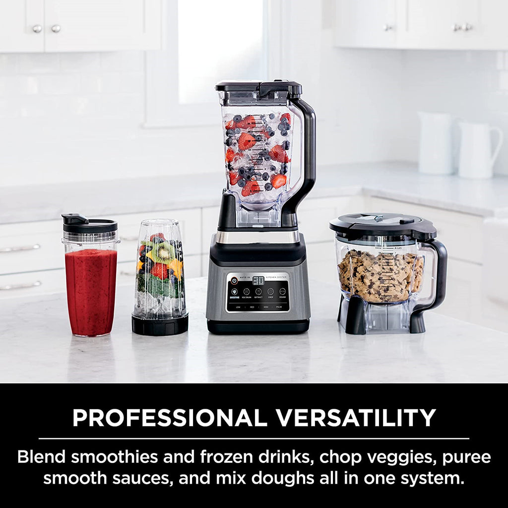 Mega Kitchen System 72 oz. Pitcher 8-Cup Food Processor 16 oz. Single Serve Cup 1500-Watt Black