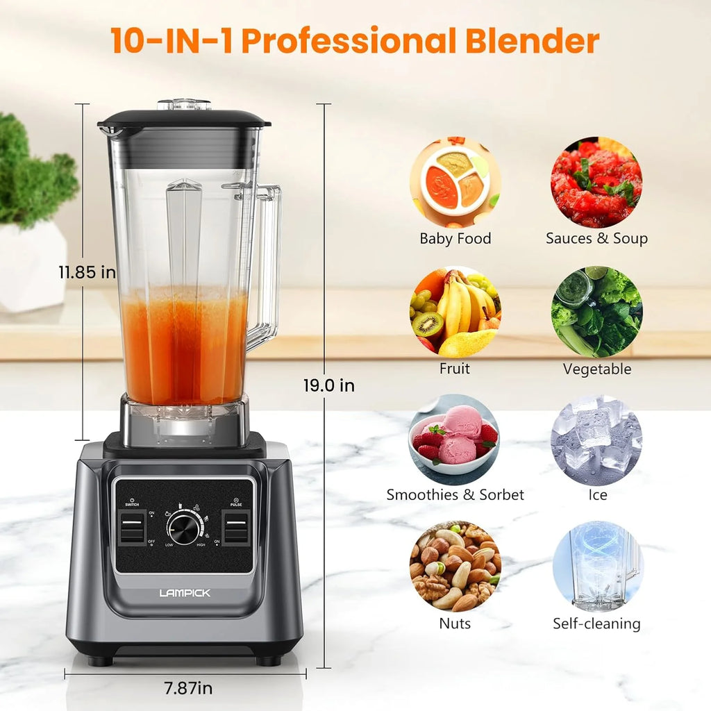 Blenders for Kitchen, 2000W Blender for Smoothies 35000 RPM Professional Grade High-Speed Smoothie Blender with 68 oz Pitcher & 27 oz To-Go Cup for Shakes, Ice Crushing, and Frozen Fruit