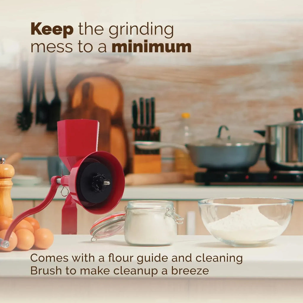 Manual Manual Grain Mill Red Miracle Primary Deluxe Dry and Oily grain   Kitchen flour mill, wheat stone mill