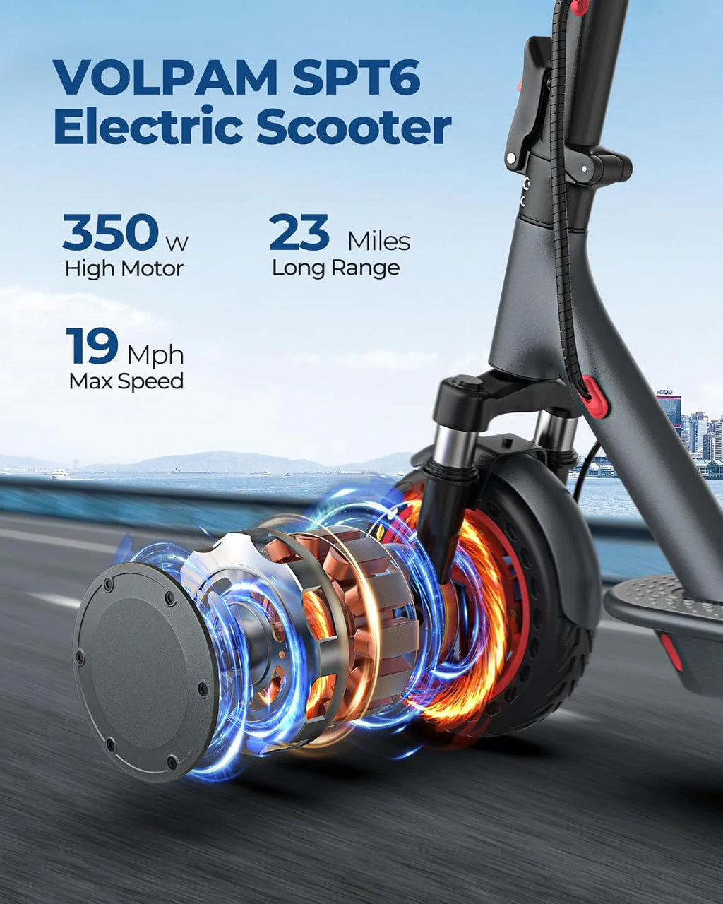 Electric Scooter Powerful Motor Dual Braking