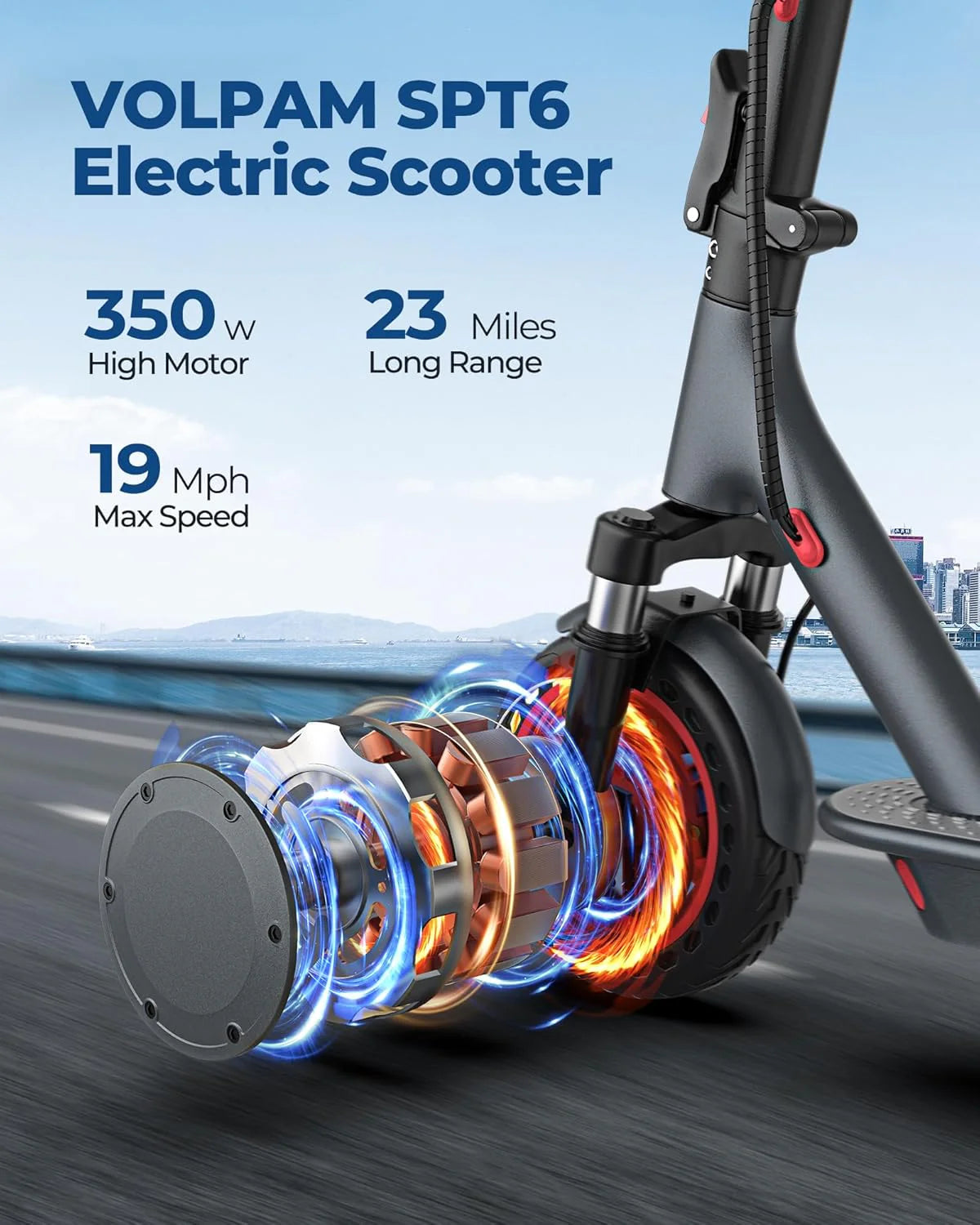 Electric Scooter Powerful Motor Dual Braking
