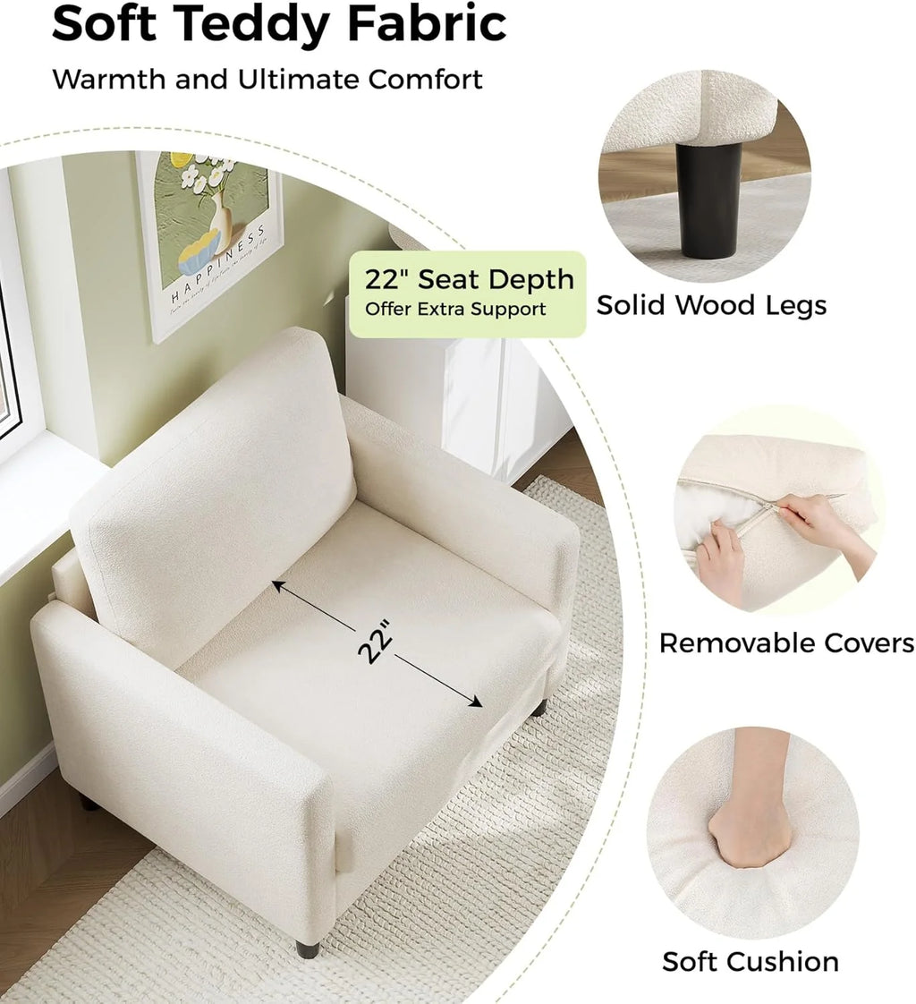 Loveseat Sofa 51" Love Seat Comfy Corduroy Small Loveseat Small Spaces Tool-Free Setup Couch