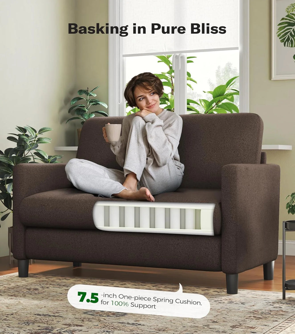 Loveseat Sofa 51" Love Seat Comfy Corduroy Small Loveseat Small Spaces Tool-Free Setup Couch