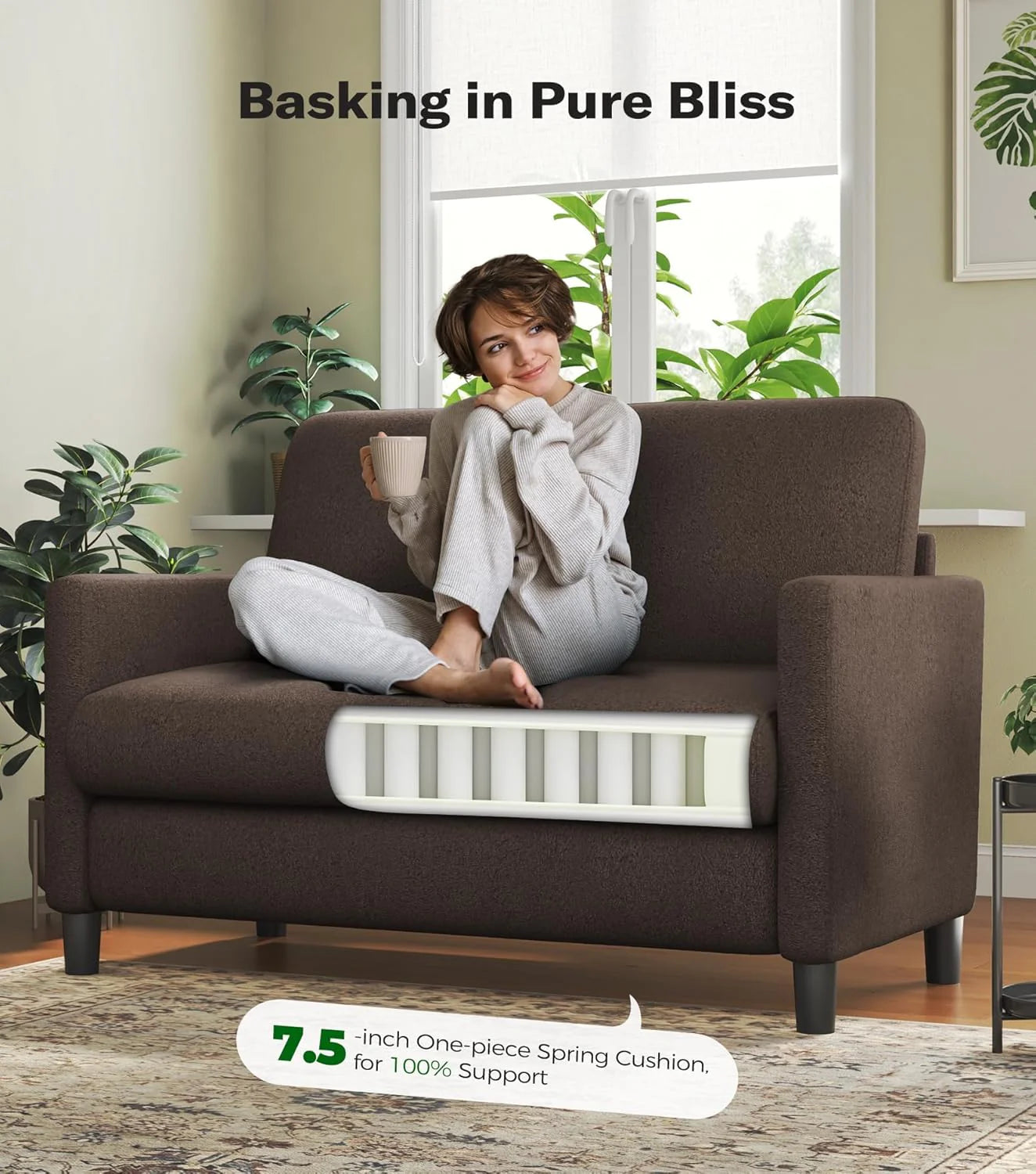 Loveseat Sofa 51" Love Seat Comfy Corduroy Small Loveseat Small Spaces Tool-Free Setup Couch