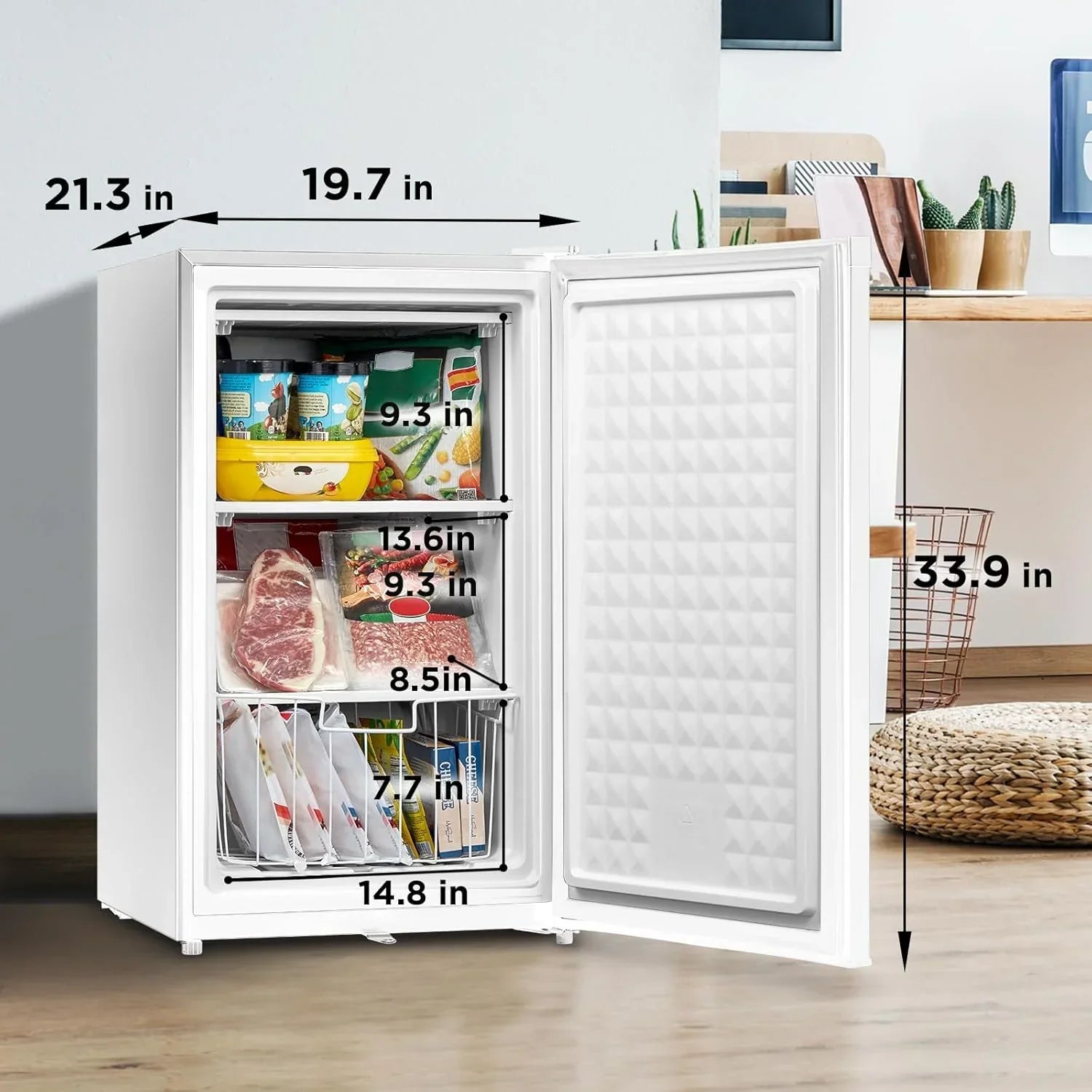 Upright Freezer Large Black 3.0 Cubic Feet
