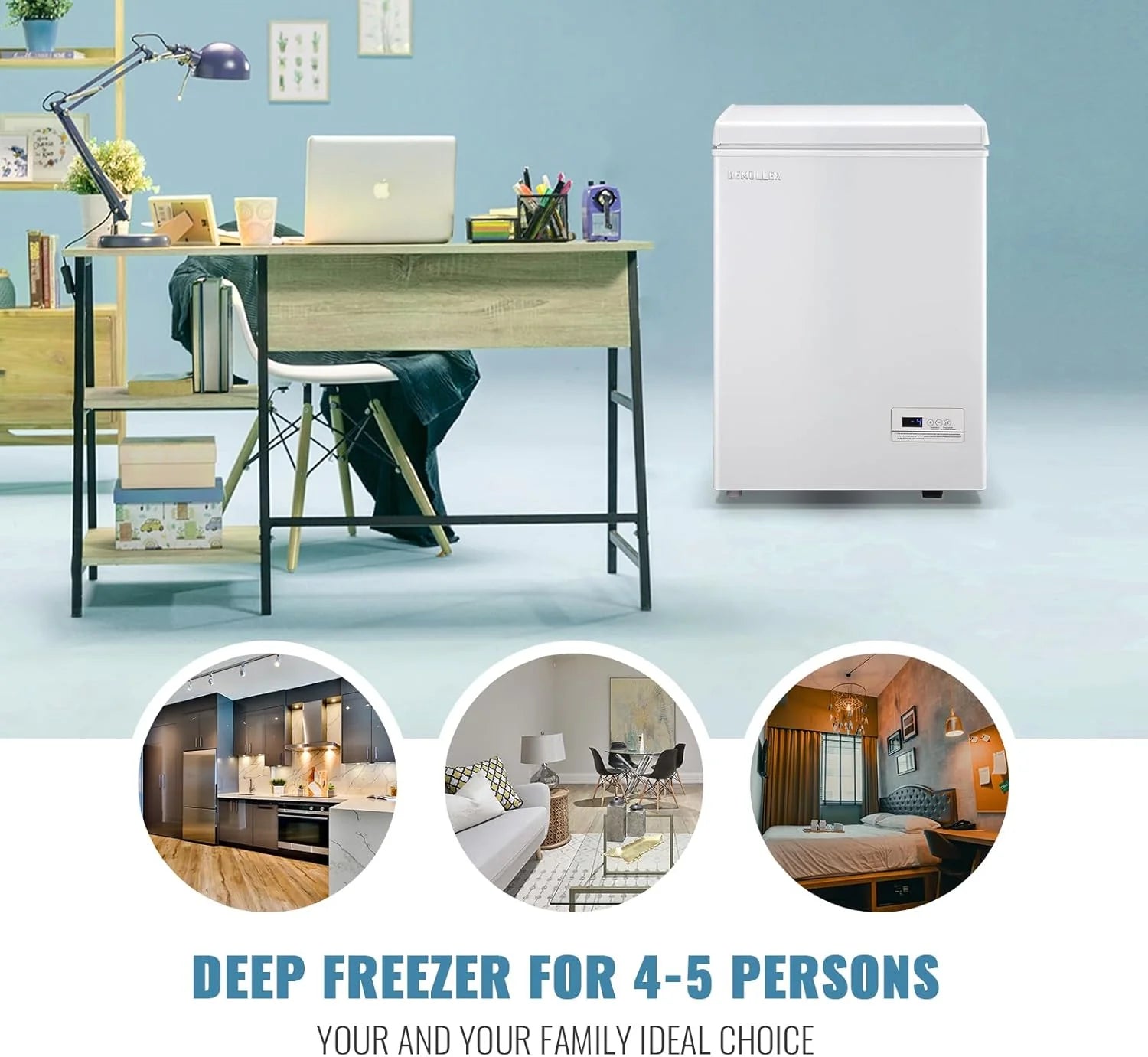 Chest Freezer 5.0Cubic Feet Deep Freezer Freestanding Freezers with 2 Removable Stainless Steel Basket, Mini Freezer Top Open Door Compact Freezer with Electronic Control 41�� to -15��BLACK