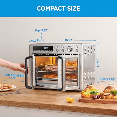 Midea Flexify French Door Toaster Oven Air Fryer Combo, 26.4 QT, Extra Large Air Fryer Countertop Oven 10 in 1 Combo, 25% Faster Cooking and 90% Less Oil, Stainless Steel : Home &amp; Kitchen
