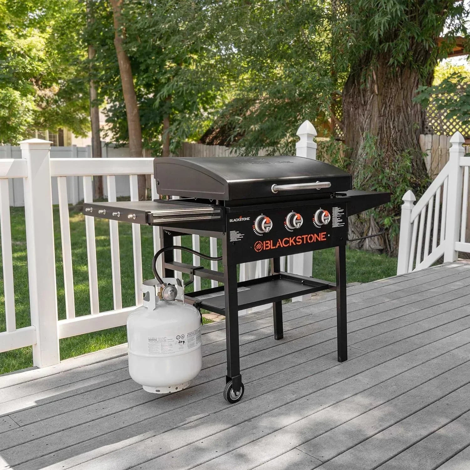 28 Inch Blackstone Griddle 2080 with Hood XL Griddle Original 3-Burner Outdoor Flat Top Grill, with Blackstone Griddle Accessories, Seasoning, and Wholesalehome Gloves and Cloth