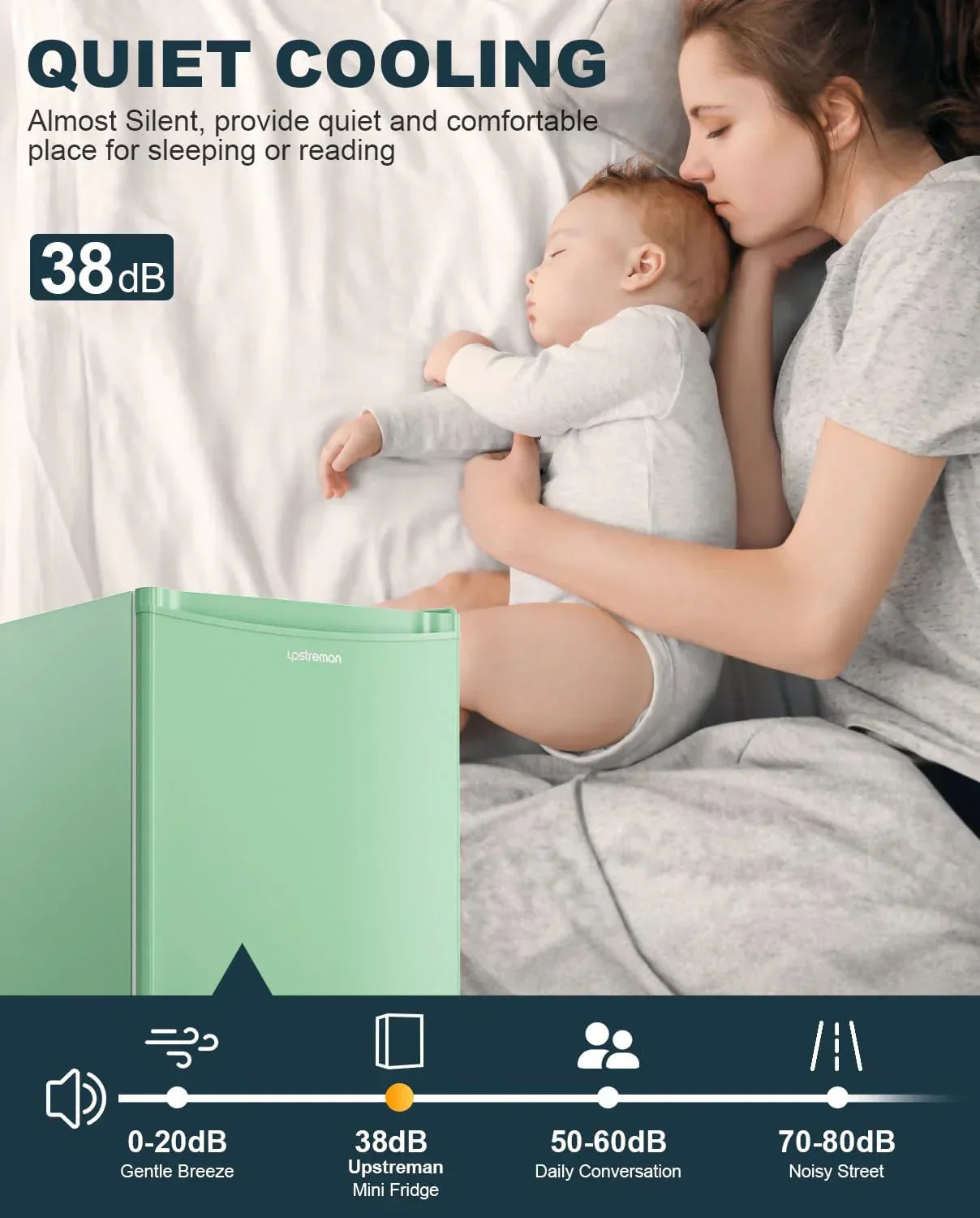 Upstreman 3.2 Cu.Ft Mini Fridge Freezer Single Door Fridge Dorm Fridge Adjustable Thermostat